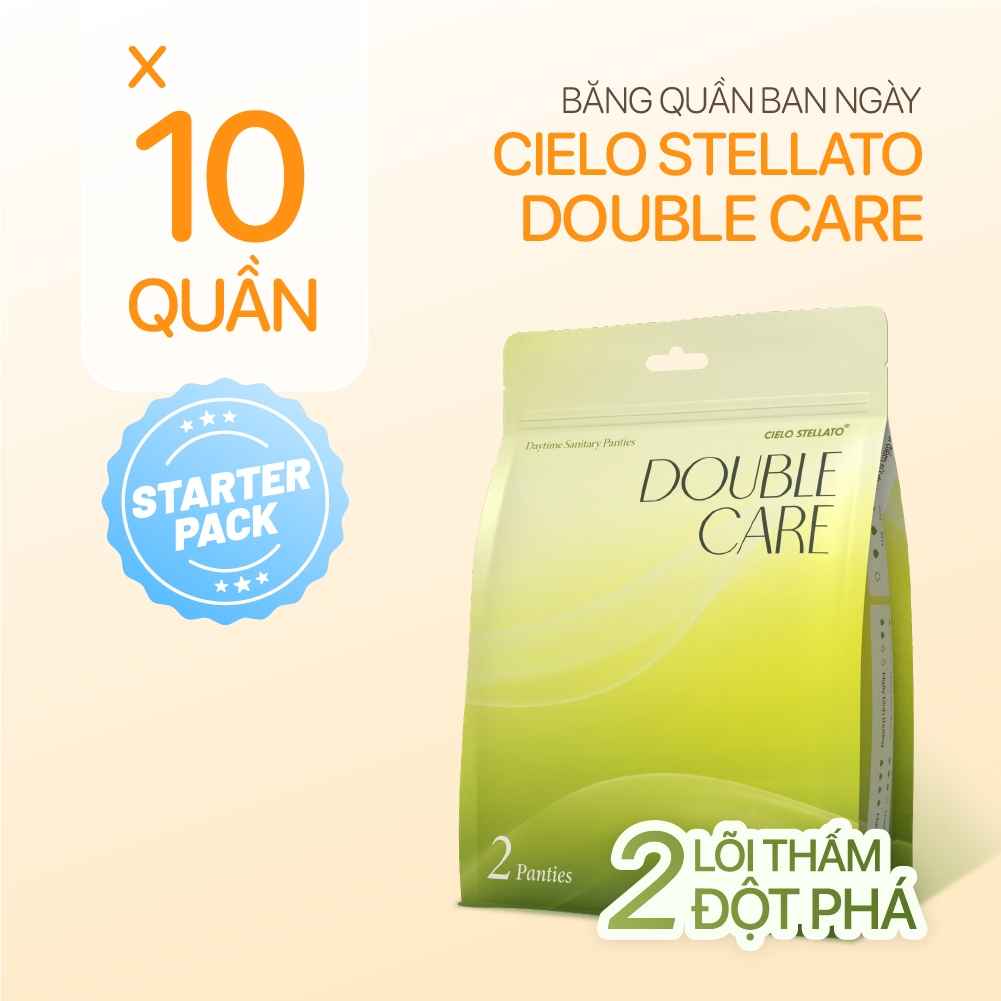 Combo 10 Băng vệ sinh quần ban ngày Cielo Stellato DOUBLE CARE, 2 lõi thấm đột phá, siêu tiện lợi