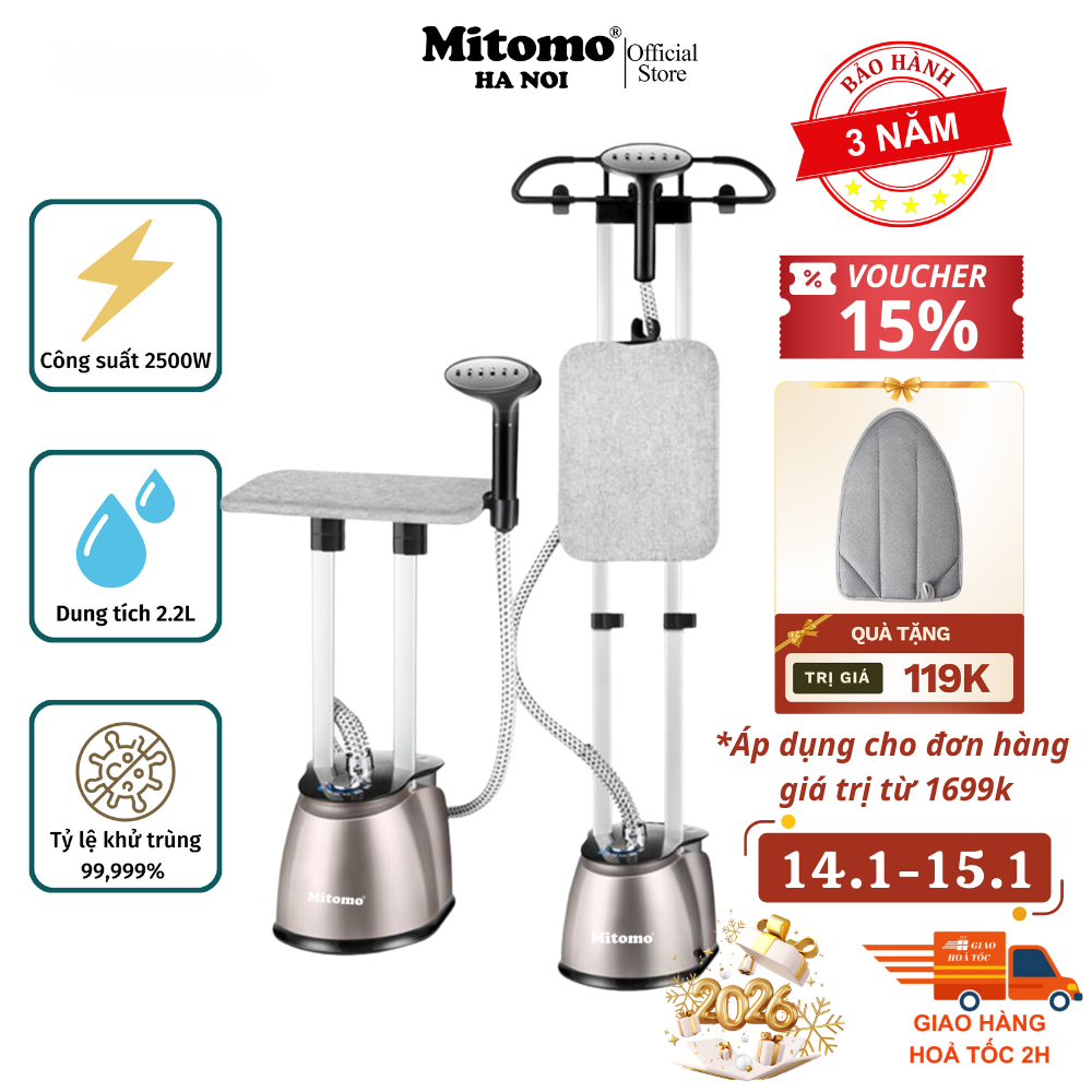 Bàn là hơi nước đứng cao cấp Mitomo GC-899 Max, công suất 2500W, BH 3 năm .