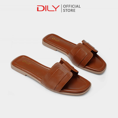 Dép bệt DILY thiết kế quai ngang cách điệu, đế thấp 1cm dễ mang DL0614