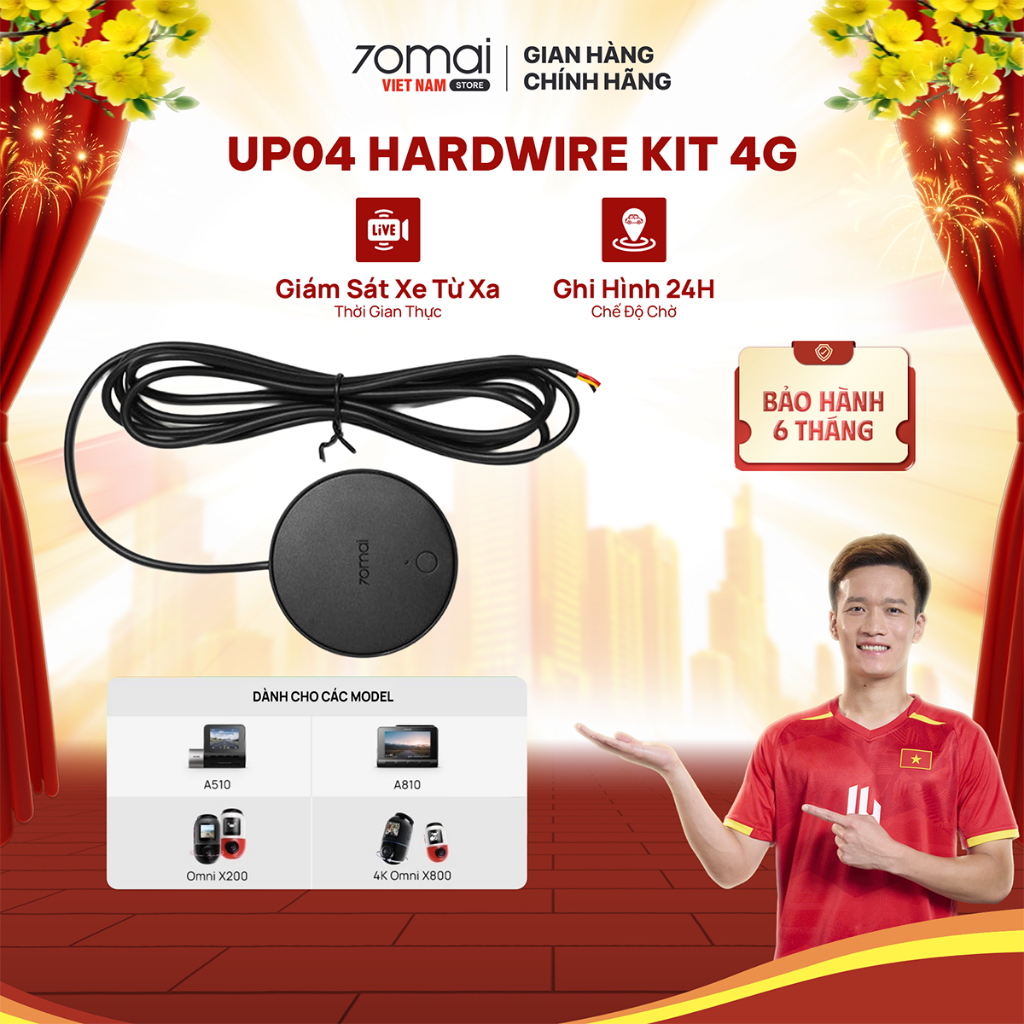 Bộ Hardwire Kit UP04 cho camera hành trình 70mai A810, A510, Omni kết nối 4G giám sát xe từ xa