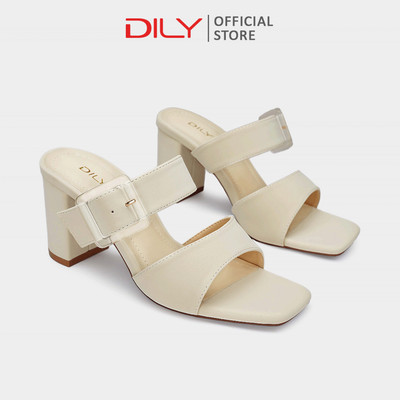 Guốc cao gót DILY thiết kế quai ngang thanh lịch, gót vuông cao 7cm DL0615