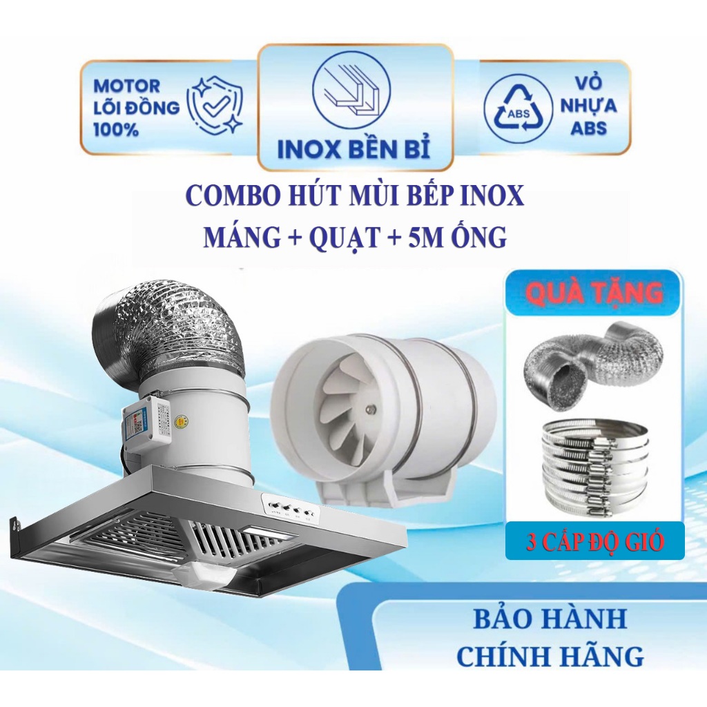 Combo quạt HF150-200 + máng +5m ống bạc