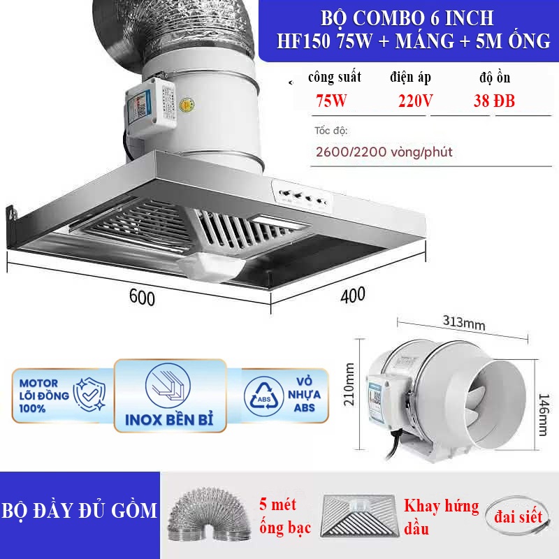 Quạt thông gió hút mùi công nghiệp 40W-130W