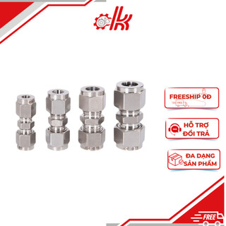 Nối thẳng 2 đầu hạt bắp Inox - Cút nối nhanh 2 đầu ống hơi khí nén Inox 304 - Siết hạt bắp Inox