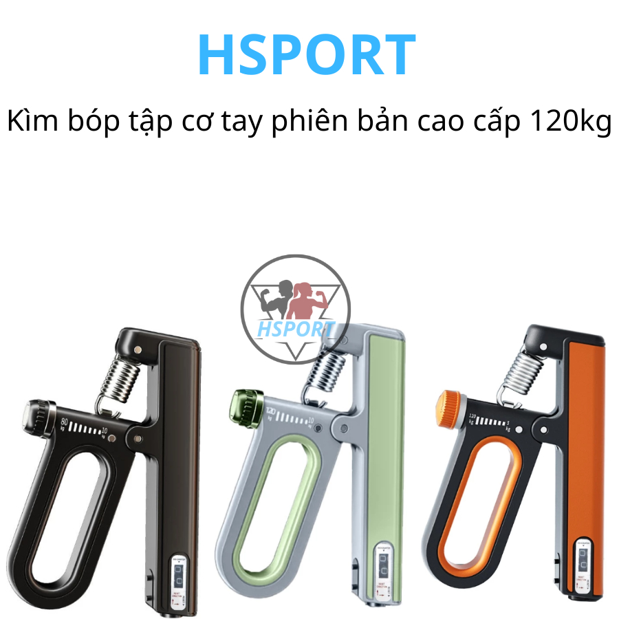 Kìm bóp tập cơ tay 120kg Hsport - Kìm bóp tay có đếm số tự động điều chỉnh lực 60 100 120kg tập cơ ngón tay gym hiệu quả