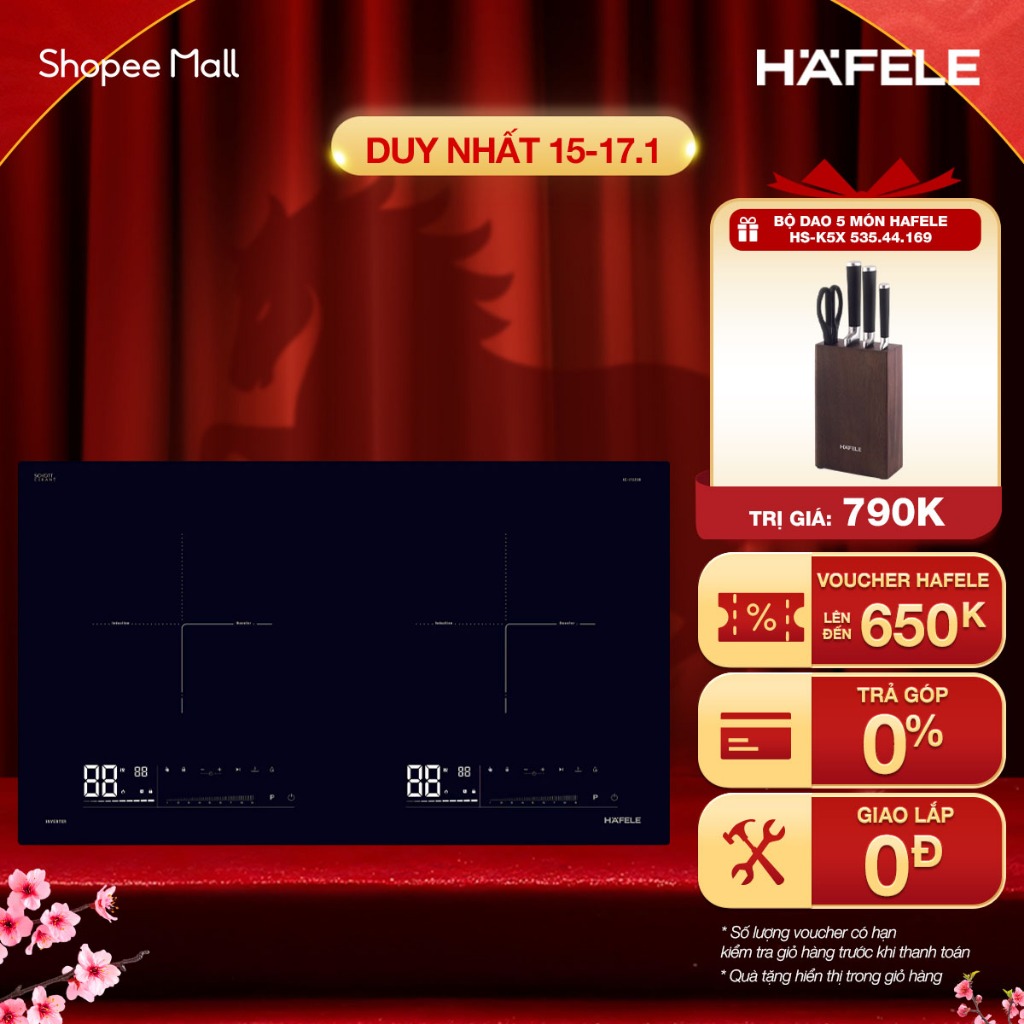 [New] Bếp từ lắp âm 2 vùng nấu Hafele HC-I7323B 536.61.886