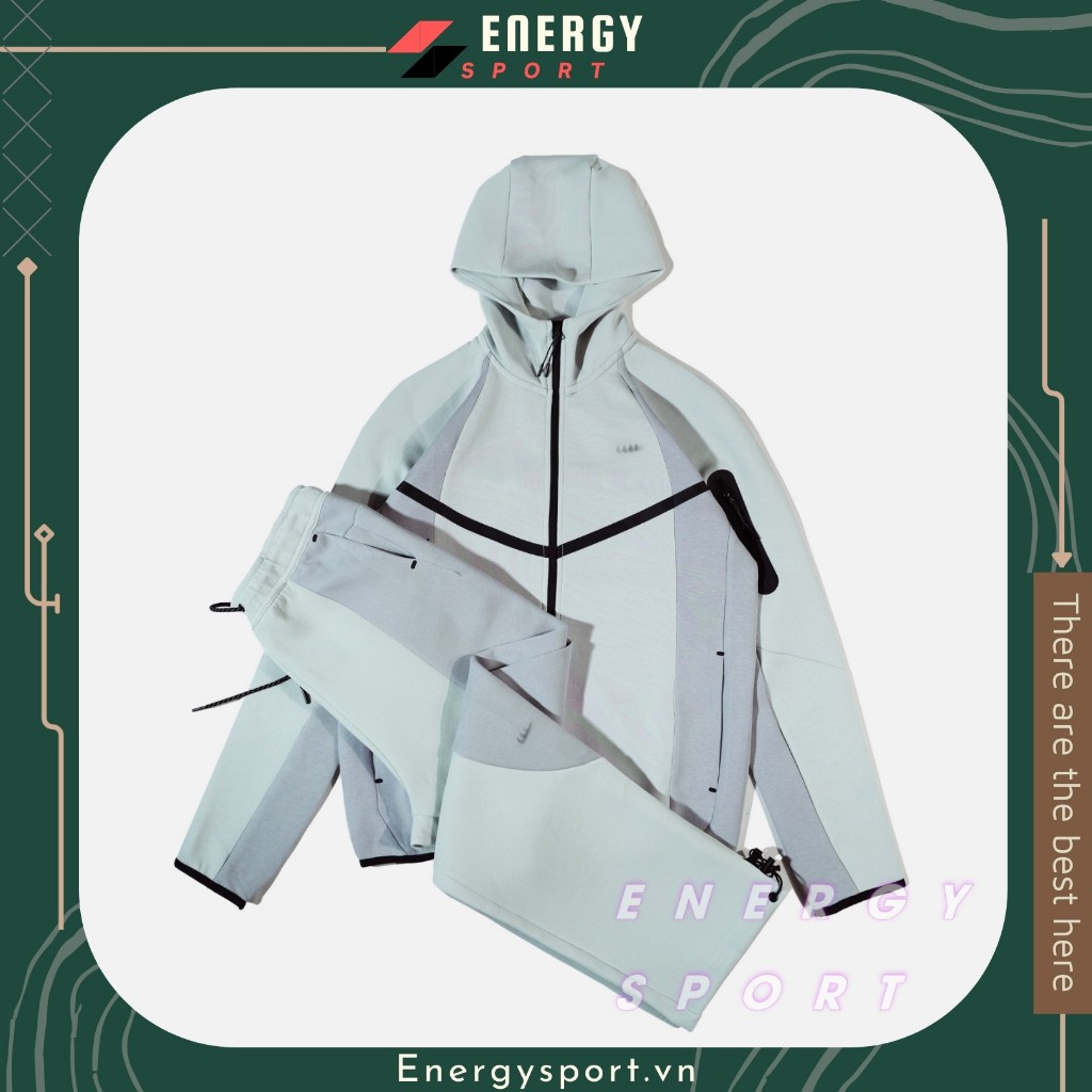 Bộ Quần Áo Thể Thao Cao Cấp Hoodie Ntech Color Block - XÁM