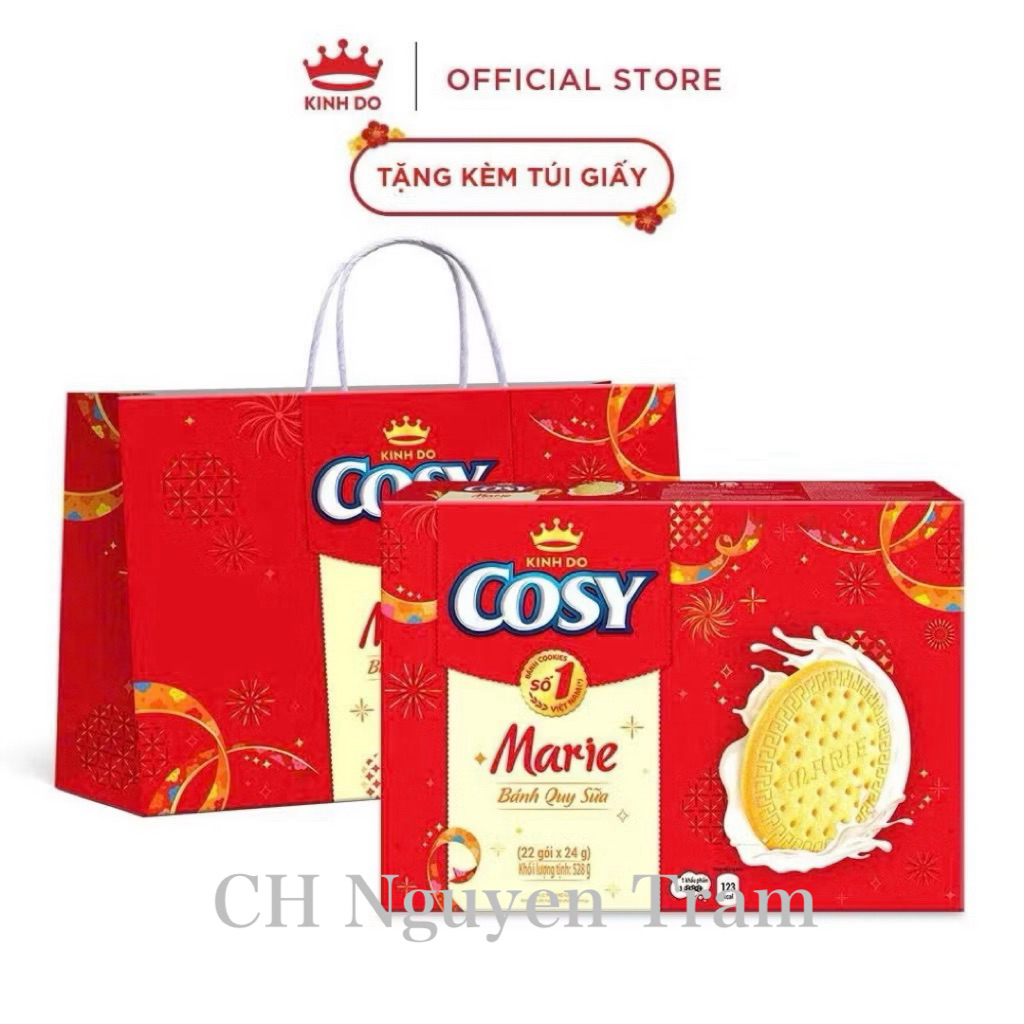 Hộp bánh quy sữa Cosy Marie Tết 528g ( kèm túi giấy)