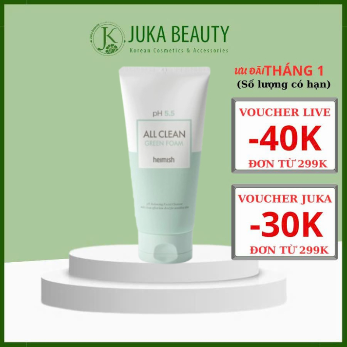 Sữa rửa mặt Heimish dịu nhẹ Heimish PH 5.5 All Clean Green Foam 150g