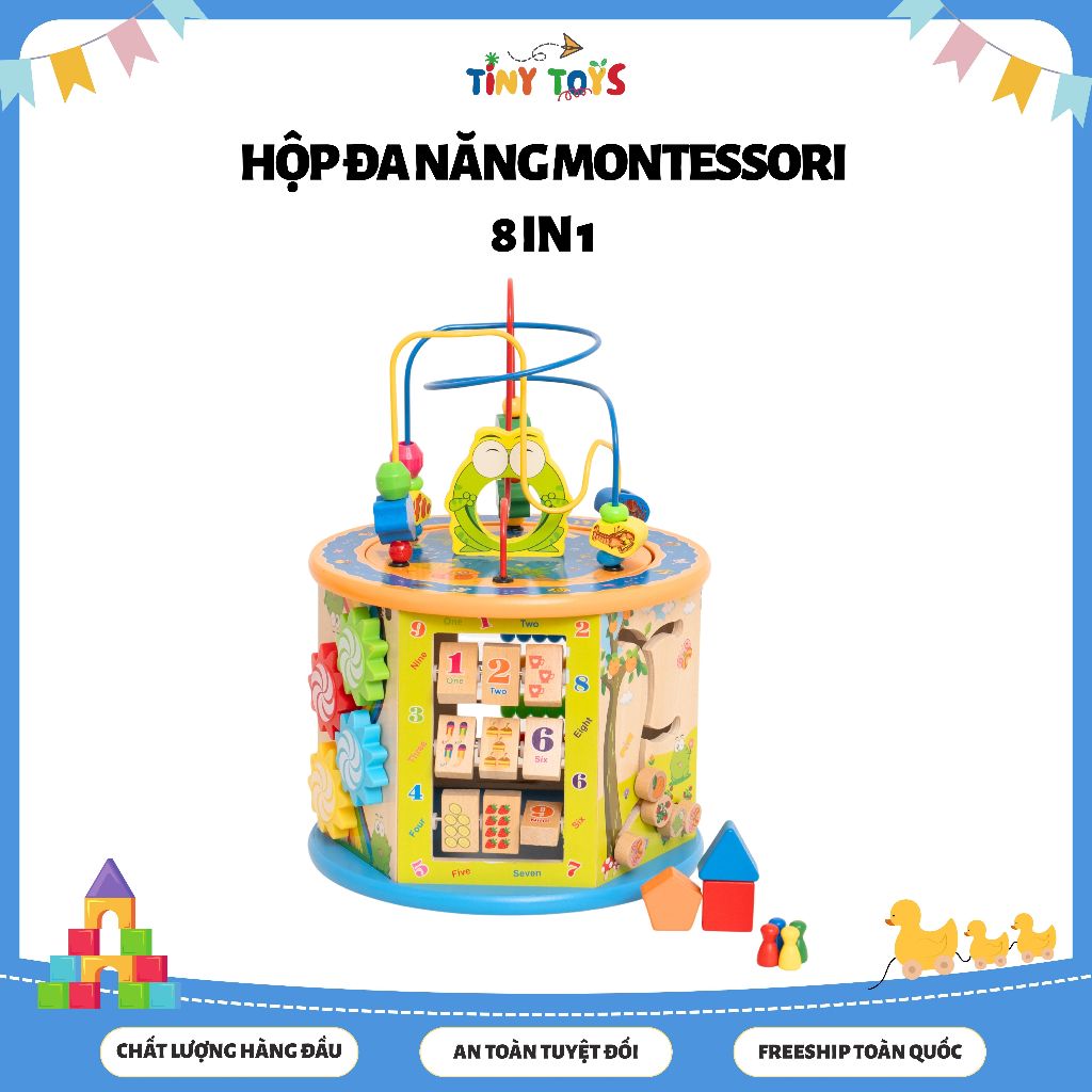 Hộp Đồ Chơi Gỗ Đa Năng 8 in 1 Woa Toys Giúp Phát Triển Toàn Diện Kĩ Năng Cho Bé