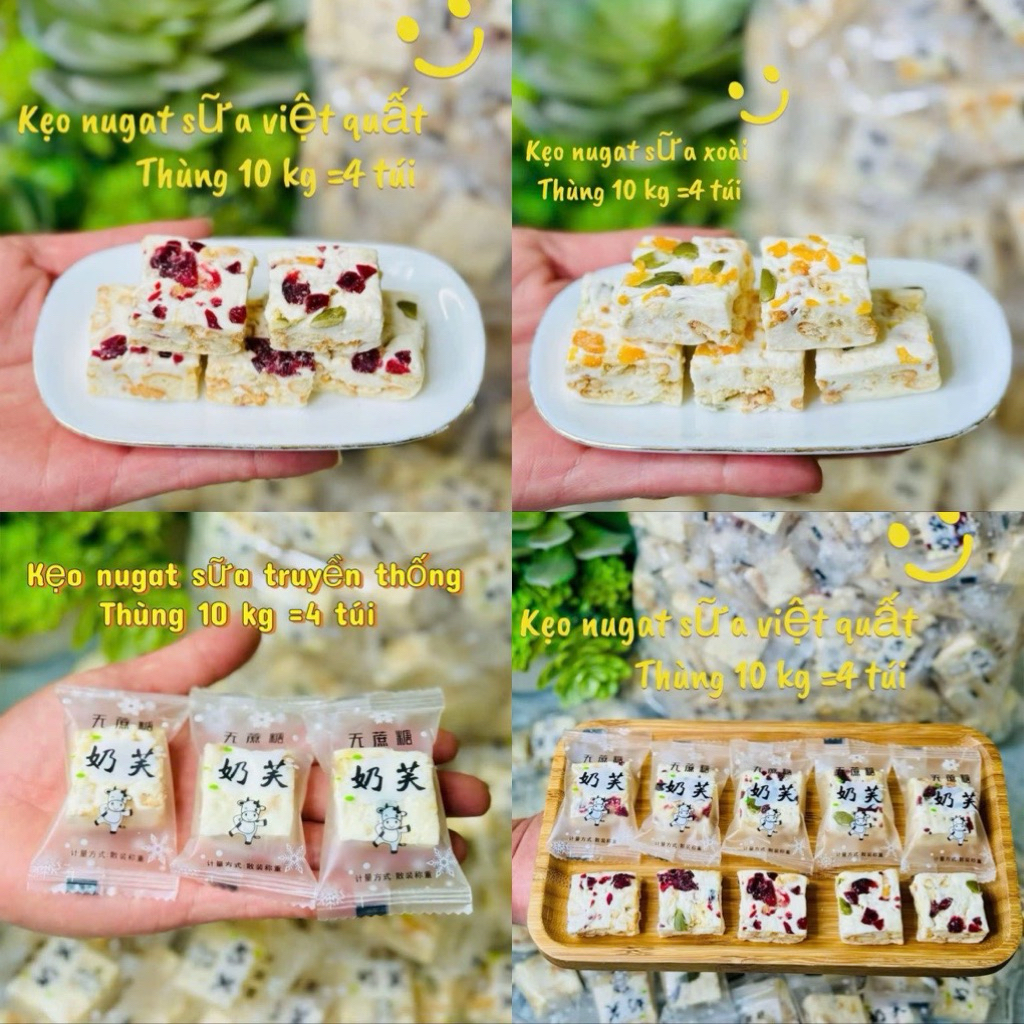 Bánh Nougat Hạnh Phúc Vị Xoài, Việt quất mix hạt dinh dưỡng Gói 500g