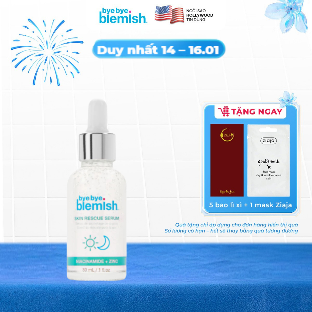 Serum Niacinamide 9,9%, Kẽm Ferment Hỗ Trợ Kiềm Dầu, Thu Nhỏ Lỗ Chân Lông Thích Hợp Cho Da Dầu Mụn Bye Bye Blemish 30ml