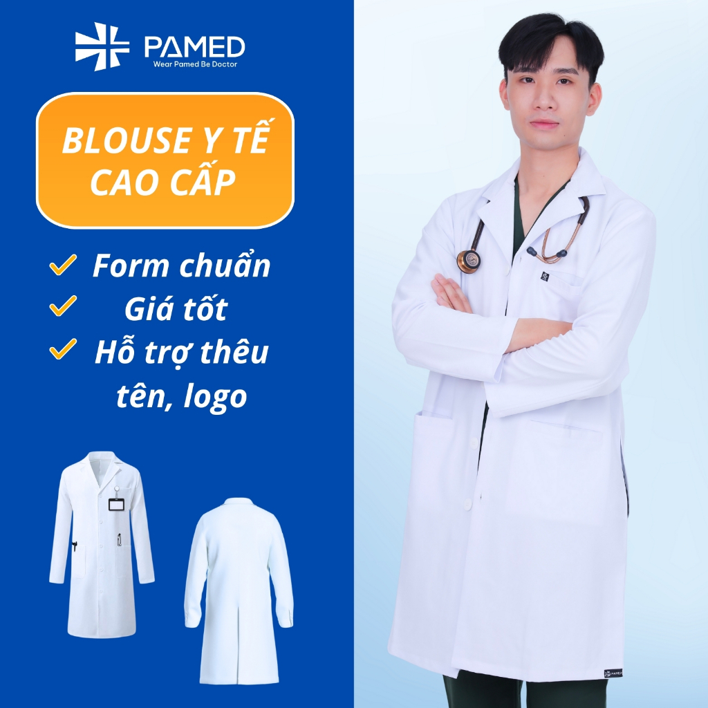 ÁO BLOUSE CAO CẤP PAMED MÃ M3, BÁC SĨ NAM , ĐỒNG PHỤC PHÒNG KHÁM, DƯỢC SĨ, SPA, THẨM MỸ CAO CẤP