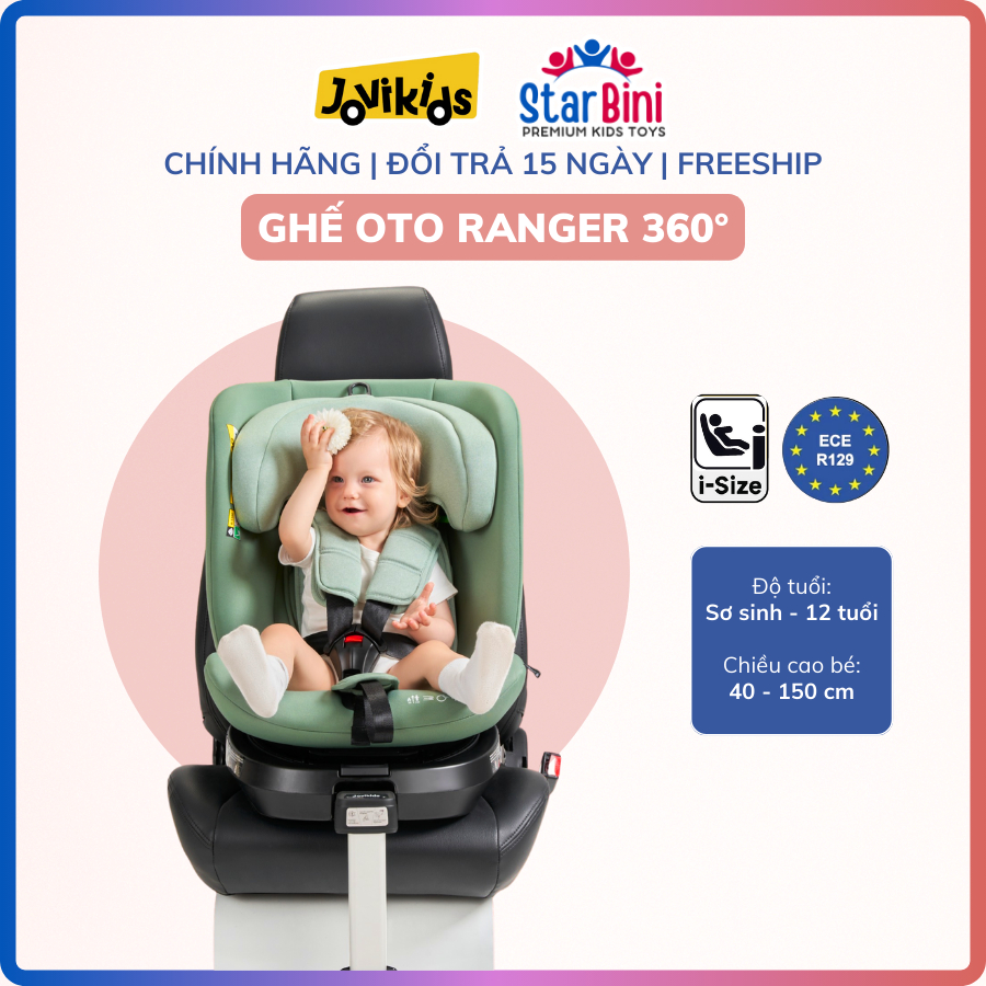 Ghế Ô Tô Cho Bé Jovikids Ranger - Xoay 360 - R129/i-Size + Isofix (cho bé cao 40 - 150 cm)