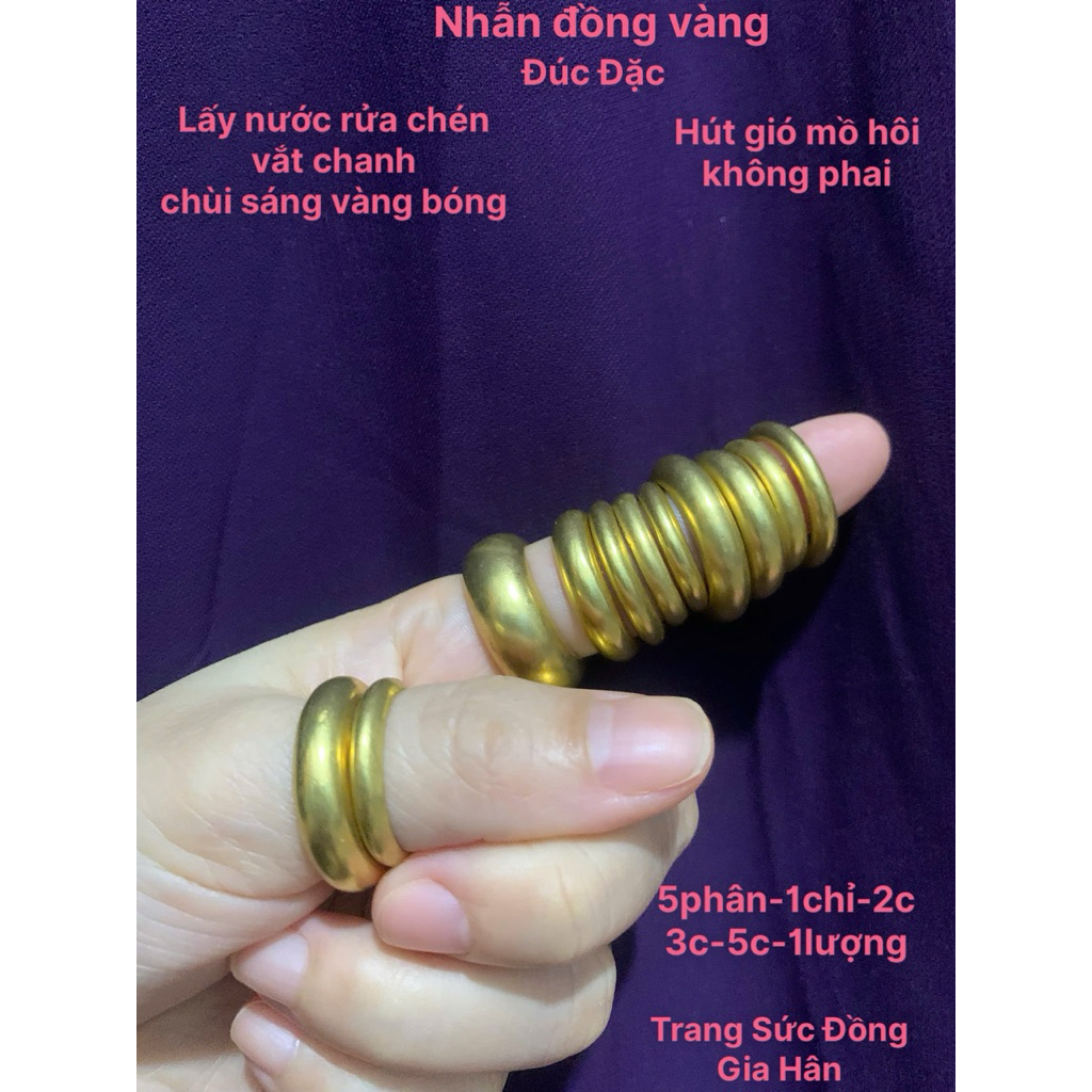 Nhẫn đồng 1chỉ 2chỉ 5chỉ 1lượng không phai. đeo hút gió mồ hôi chắn sóng