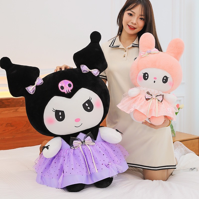 Gấu Bông Kuromi - Melody Váy Sao Cao Cấp - Gấu Bông Hoạt Hình Kuromi - Melody - Gấu Bông Hama