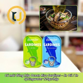 (HÀNG ÚC) Cá mòi ngâm suối/ ngâm dầu OCEAN RISE SARDINES in Springwater/ Oil hộp đóng hộp