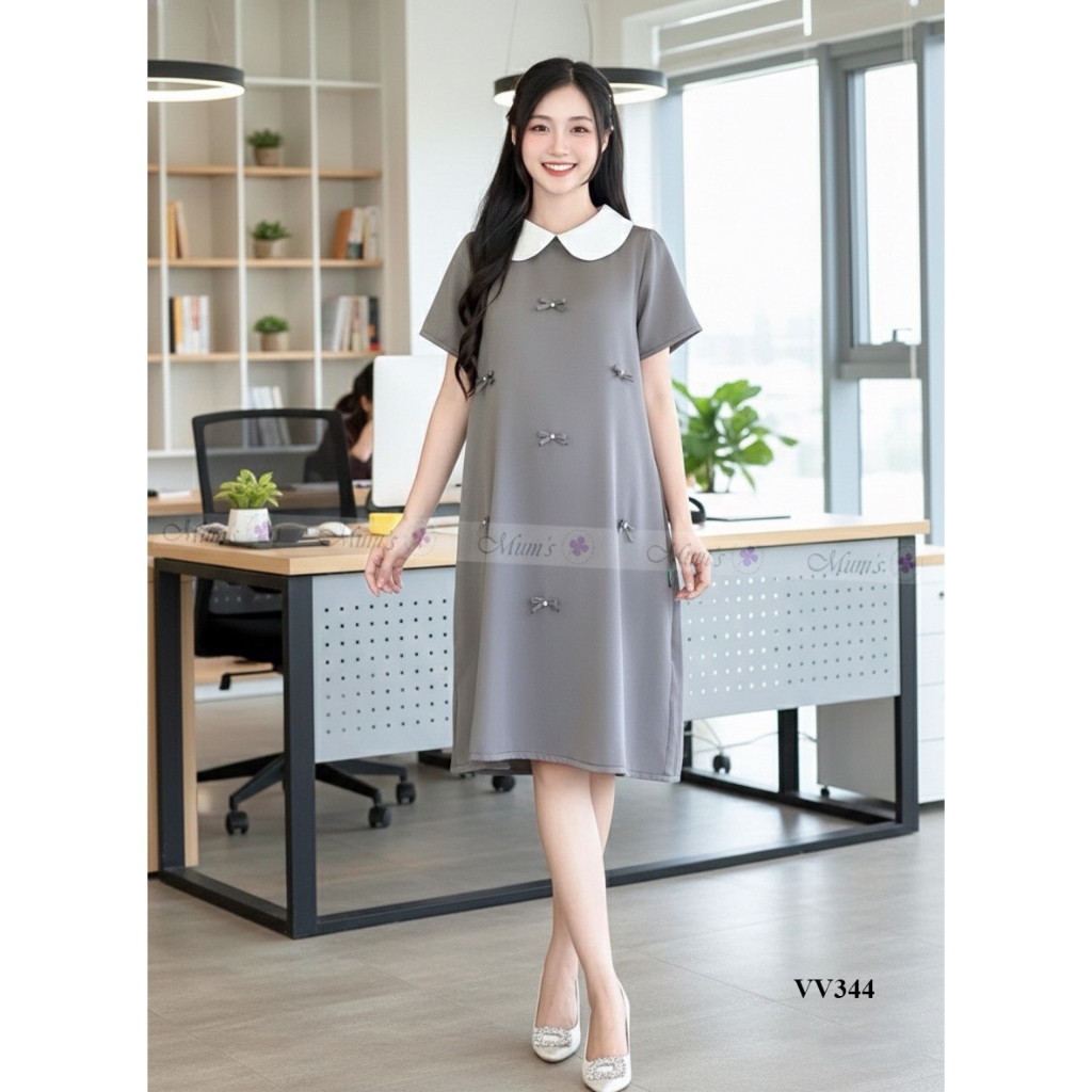 Váy suông, váy bầu công sở thiết kế Mum's shop VV344 kiểu dáng thanh lịch, sang trọng