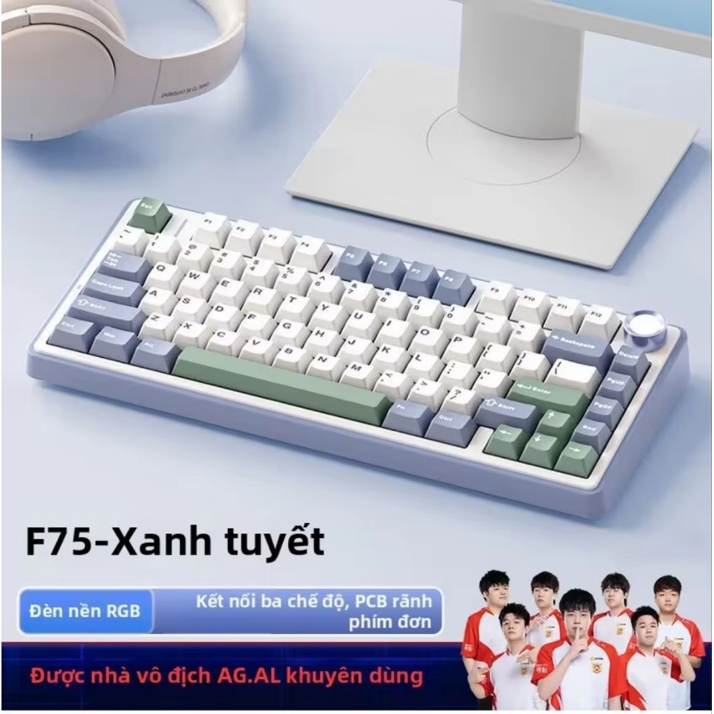 Bàn phím cơ Gaming không dây AULA F75, Hotswap 5pin, 3 chế độ kết nối,Led RGB, Mạch Xuôi. bảo hành 6 tháng | BigBuy360 - bigbuy360.vn