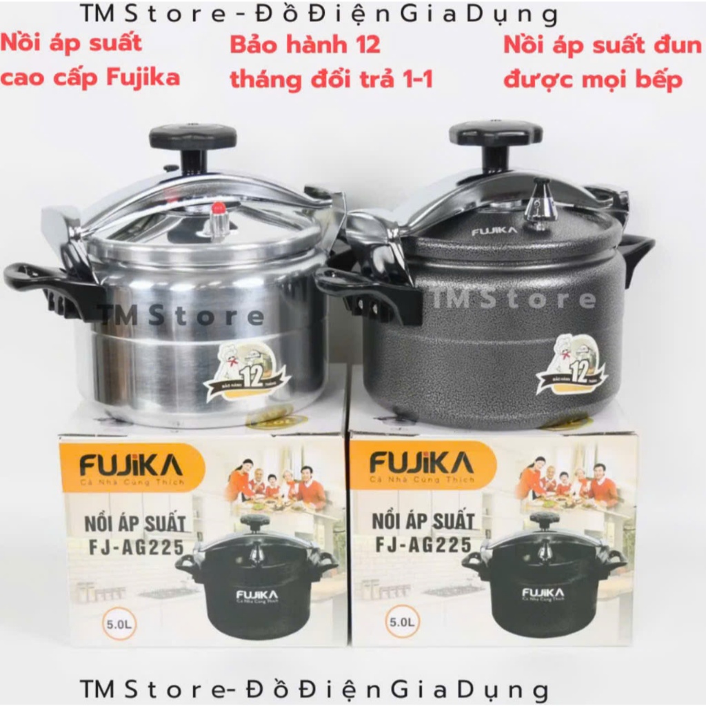 Nồi áp suất Fujika 3L-4L-5L-7L , Nồi áp xuất Fujika đun từ đun , gas . chuẩn cao cấp tiện dụng