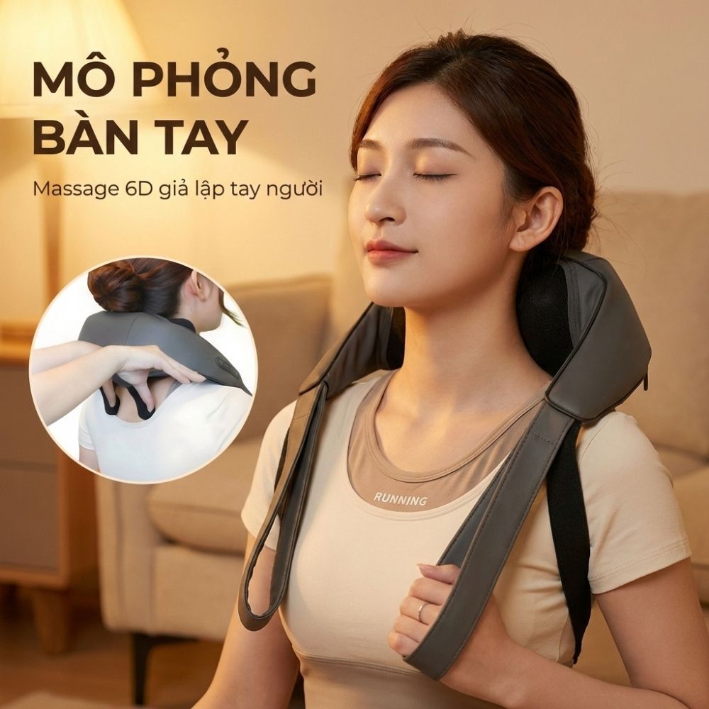 Máy Massage Cổ Vai Gáy 4D Kachi MK395, Chạy Pin Không Dây Tiện Lợi