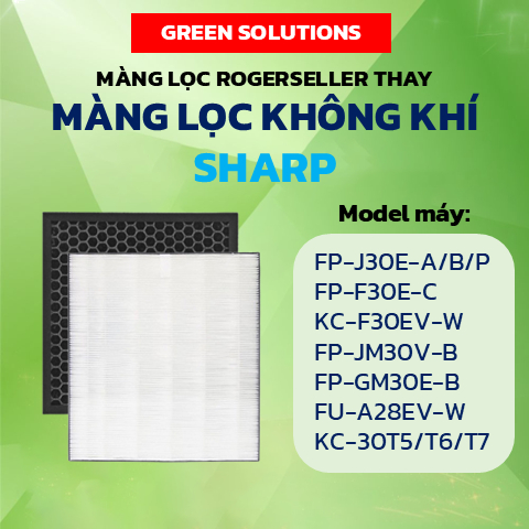 Màng Lọc Rogerseller® Tương Thích Màng lọc không khí Sharp KC-F30EV, FP-J30E-A/B, FP-F30E, KC-F30, FP-GM30E-B, FP-JM30V
