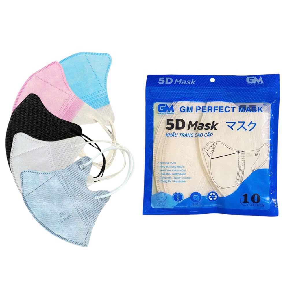 Combo 300 Cái Khẩu Trang 5D Gia Mỹ X 30 Túi Zip