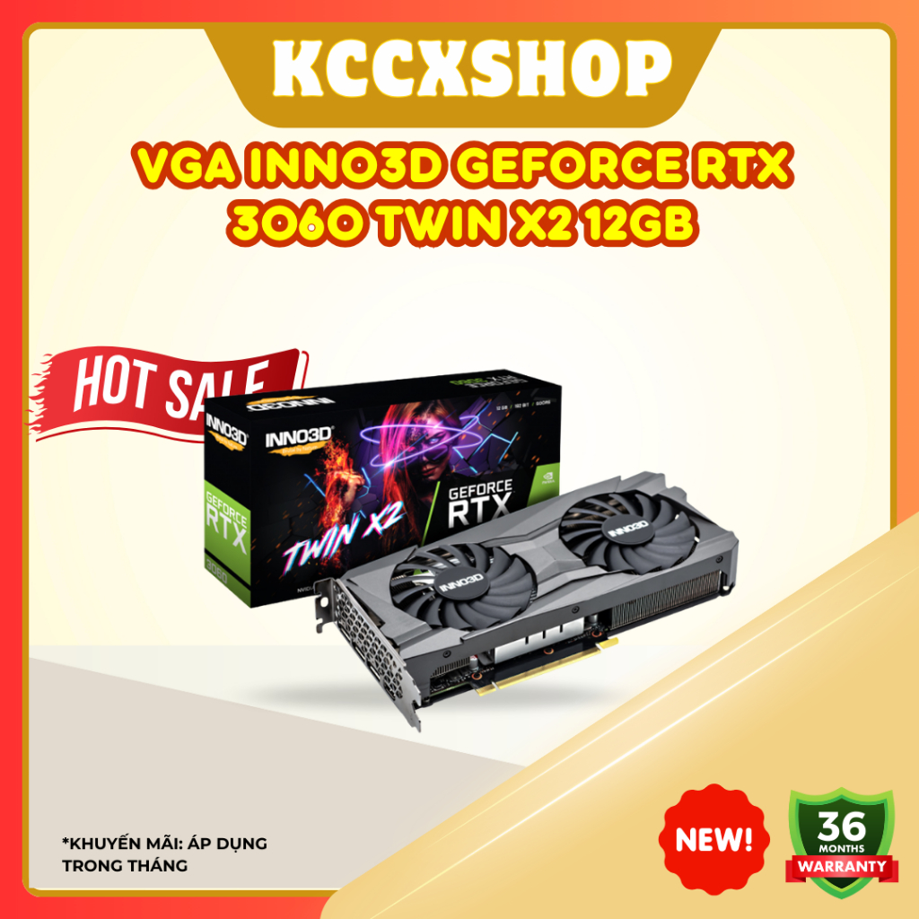 Card màn hình Inno3D GeForce RTX 3060 TWIN X2 12GB – VRAM lớn, hiệu năng ổn định cho gaming & đồ họa