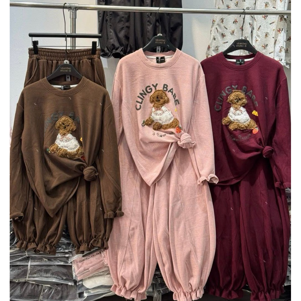 Set Bộ Nữ , Set Bộ Tăm Lông Thỏ Chữ Cling Babe