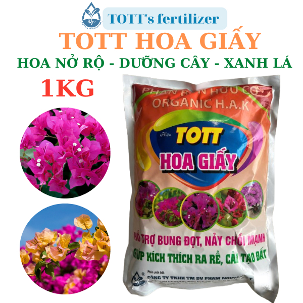 (combo 2 gói) Phân bón hoa giấy, kích ra hoa, dưỡng cây xanh lá gói 1kg TOTT's fertilizer