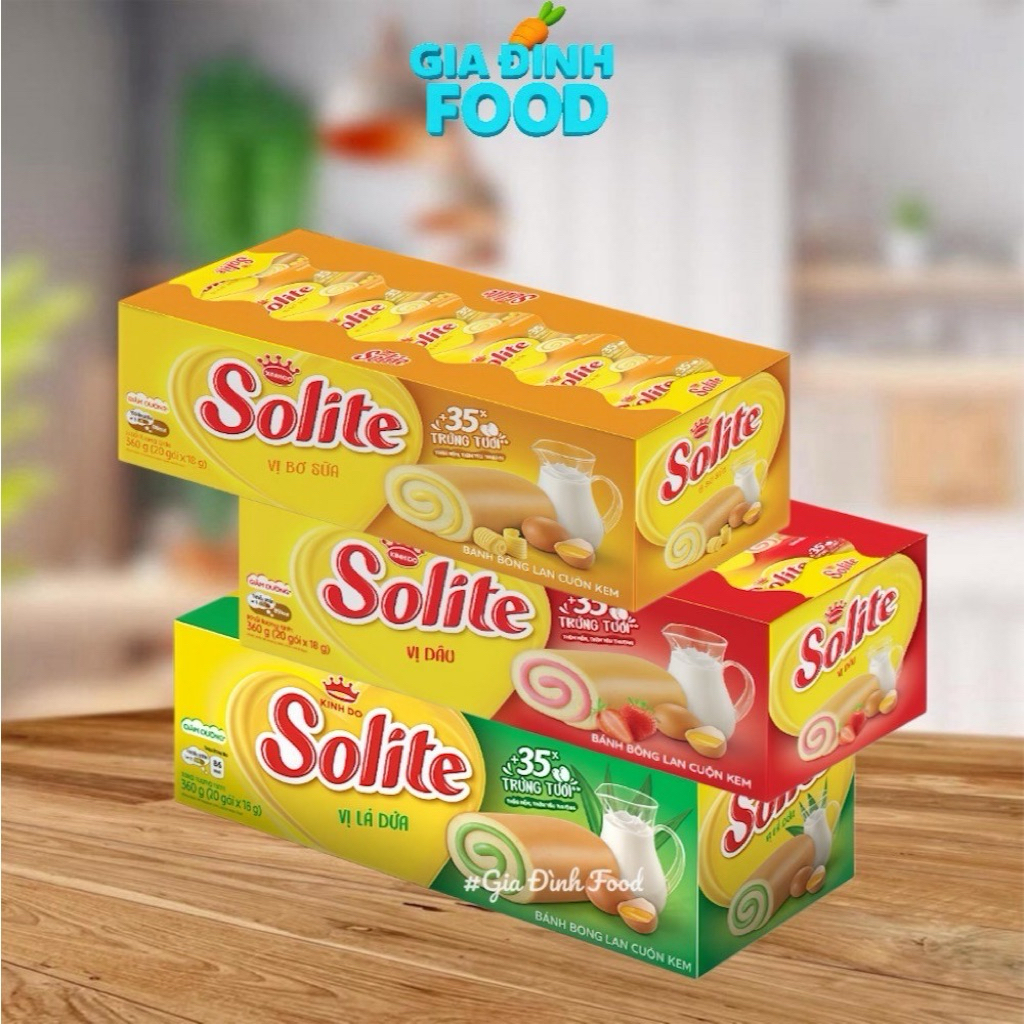 BÁNH Solite lá dứa/ bơ sữa/ dâu 324g -(18 Gói/ hộp)