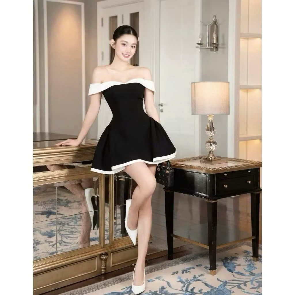 Đầm trễ vai chiết eo tà xòe “TRỄ VAI CÔNG CHÚA ” sang chảnh tôn dáng Faw Dress Cá Boutique | BigBuy360 - bigbuy360.vn