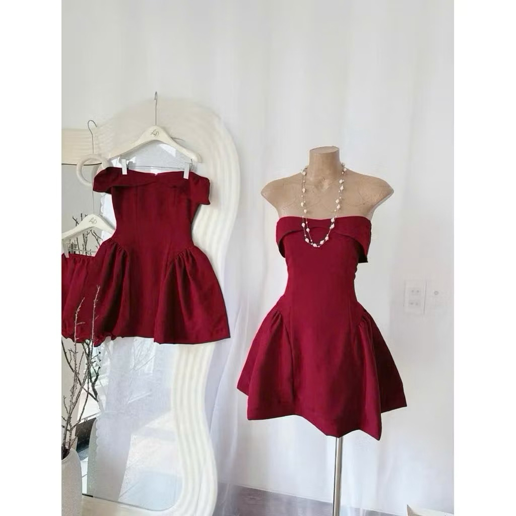 Đầm trễ vai chiết eo tà xòe “TRỄ VAI CÔNG CHÚA ” sang chảnh tôn dáng Faw Dress Cá Boutique | BigBuy360 - bigbuy360.vn
