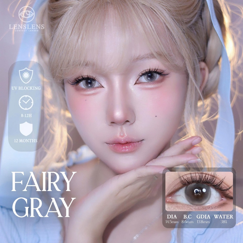 Lens Mắt Kính Áp Tròng Xám Ngọc Fairy Gray -[ Phiên Bản Mới 14.5mm ] _ T4E1