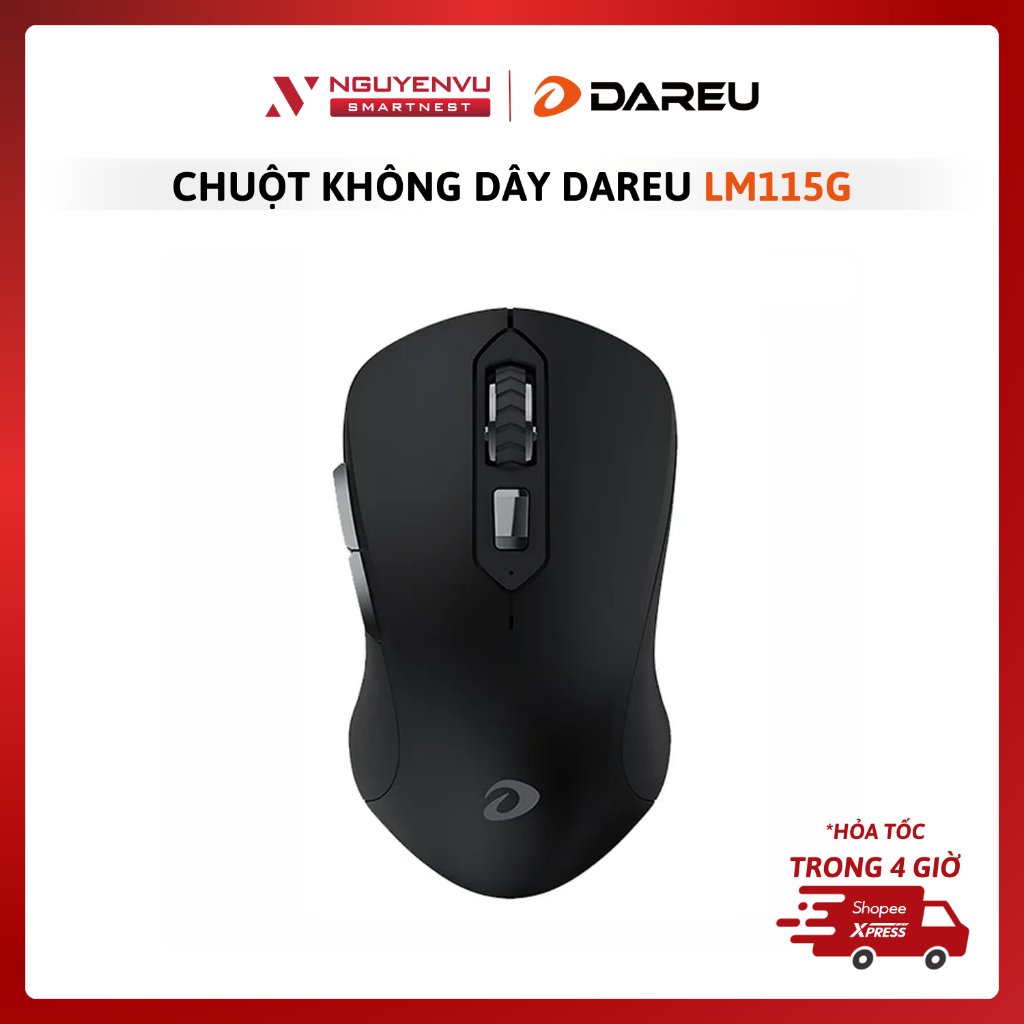 Chuột không dây Dareu LM115G Black / Đen - Hàng Chính Hãng - Bảo hành 12 tháng