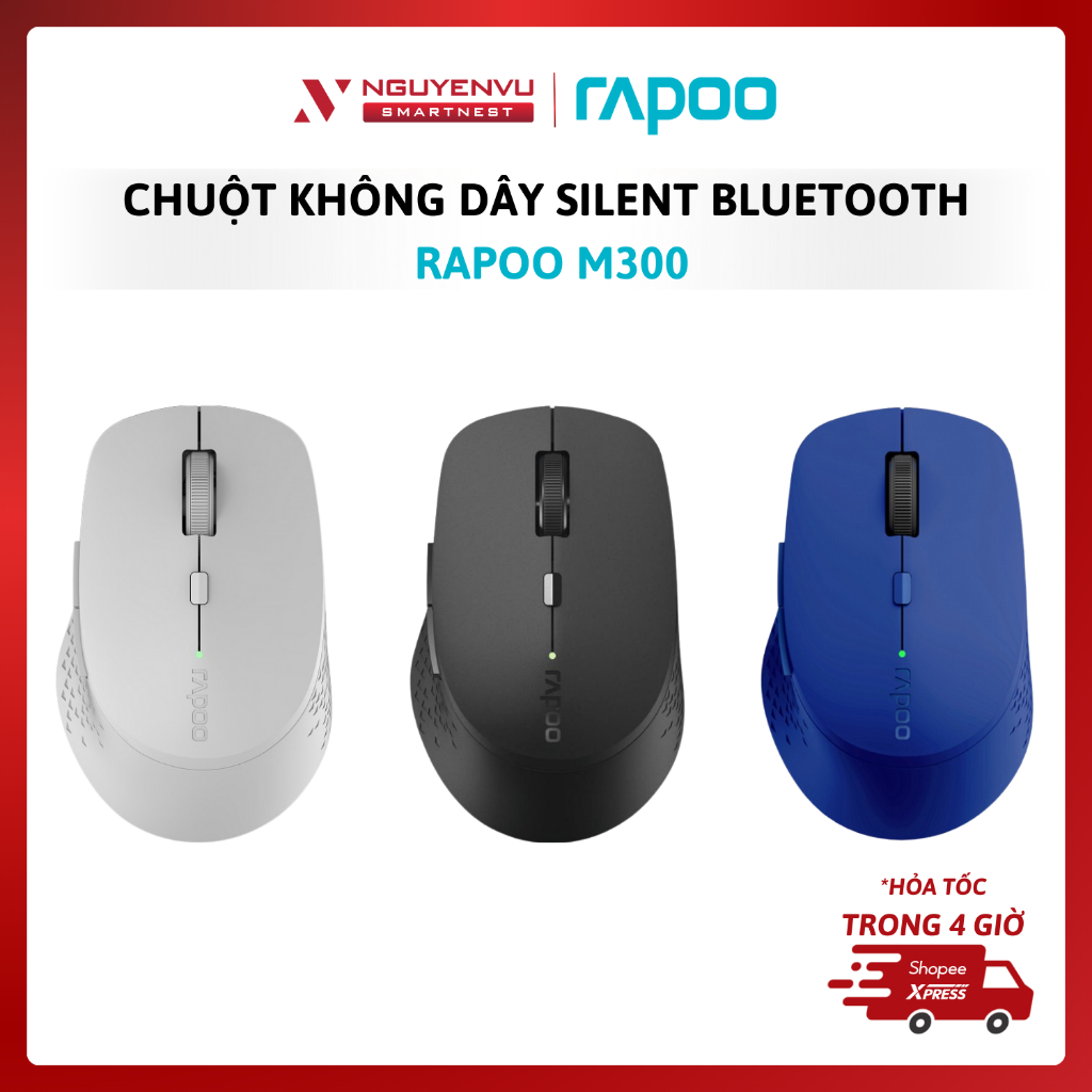 Chuột Không Dây Silent Wireless & Bluetooth RAPOO M300 | Hàng chính hãng - Bảo hành 12 tháng