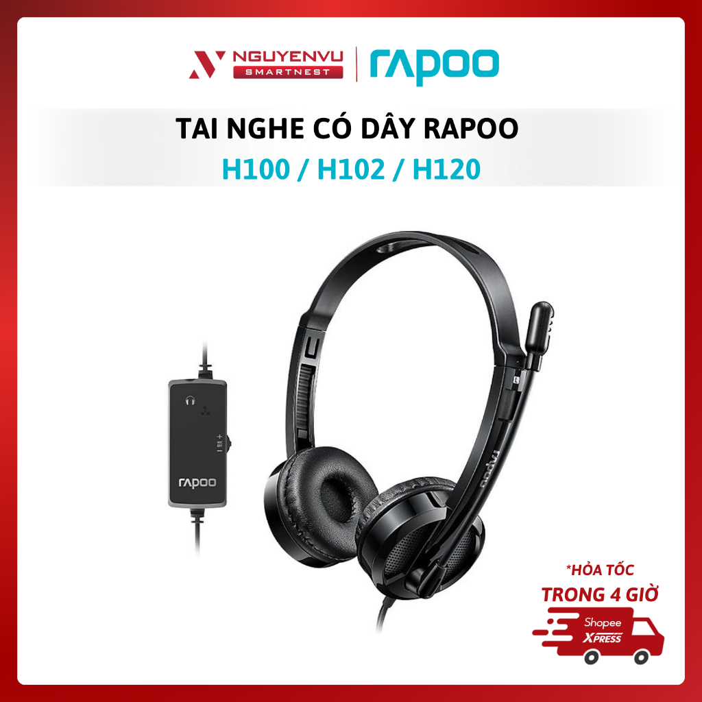 Tai Nghe Có Dây Rapoo H100/H102/H120 - Đầu USB - Jack 3.5mm - HÀNG CHÍNH HÃNG - BẢO HÀNH 12 THÁNG - 
