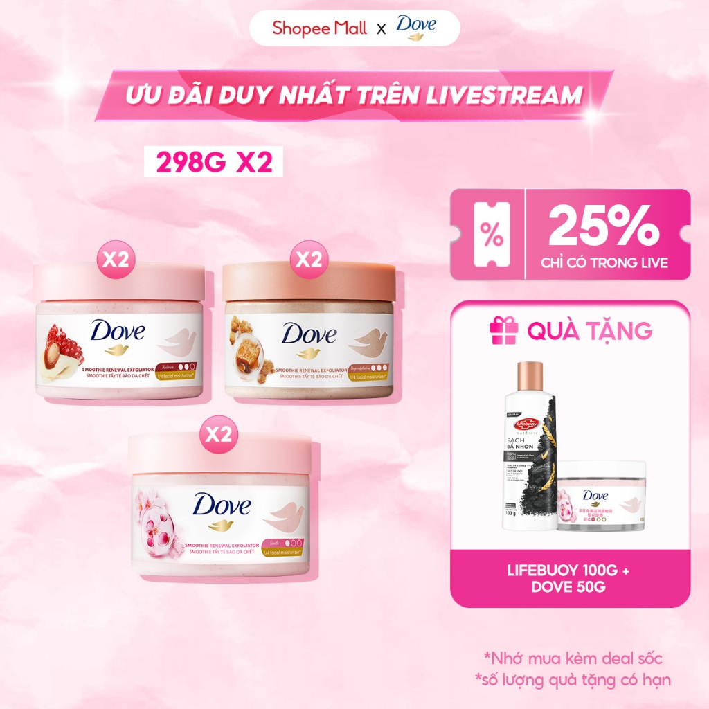 [LIVE] Combo 2 Smoothie Tẩy Tế Bào Chết Body Dove Chăm Da Sáng Mịn 298g/280g | BigBuy360 - bigbuy360.vn