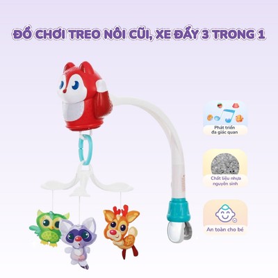 Đồ chơi treo nôi cũi, xe đẩy 3in1 tự động xoay và phát nhạc ru ngủ cho bé từ 0 tháng tuổi Winfun