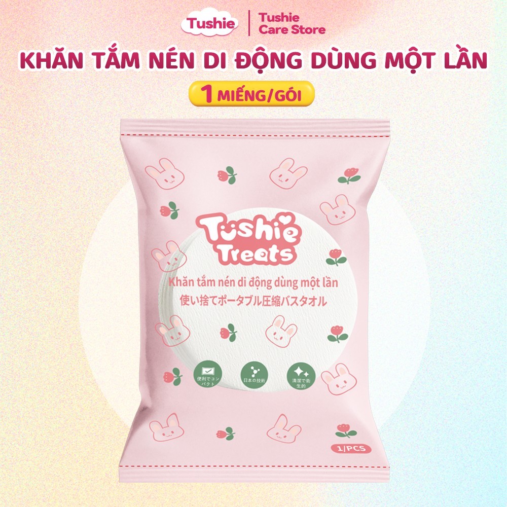 Tushie Treats Khăn tắm nén du lịch cotton lớn 70x140cm dùng một lần,có thể tái sử dụng,Dễ Dàng Mang Theo