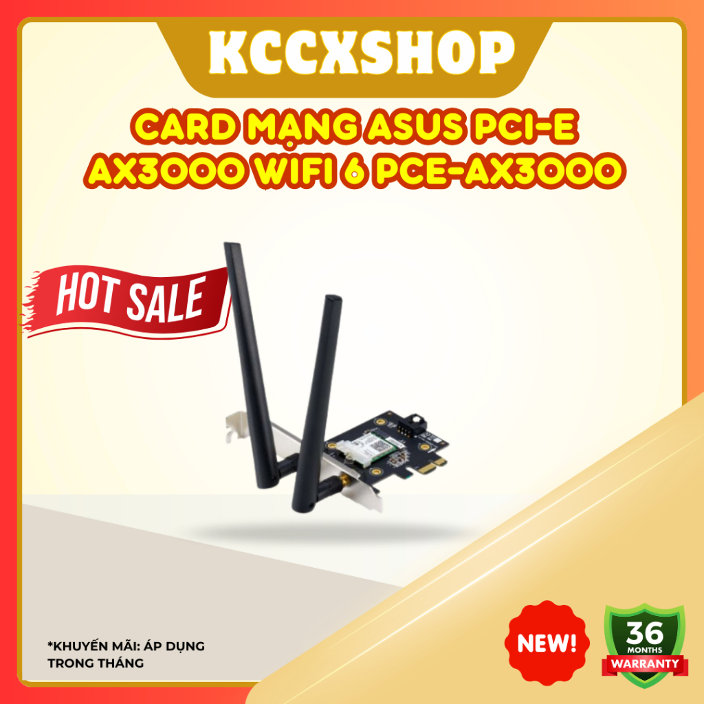Card mạng Asus PCI-E AX3000 WiFi 6 PCE-AX3000 – Kết nối không dây tốc độ cao, ổn định cho PC