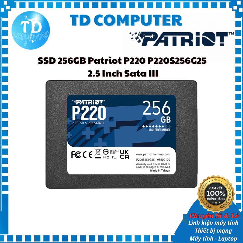 SSD 256GB Patriot P220 P220S256G25  2.5 Inch Sata III - Hàng chính hãng NWH phân phối