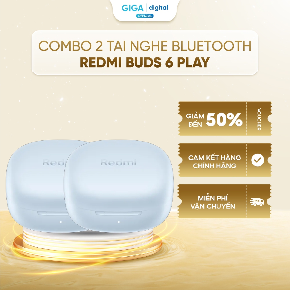 Combo 2 Tai Nghe Bluetooth Redmi Buds 6 PLay - Chống nước IPX4 - Bluetooth 5.4 - 5 chế độ EQ