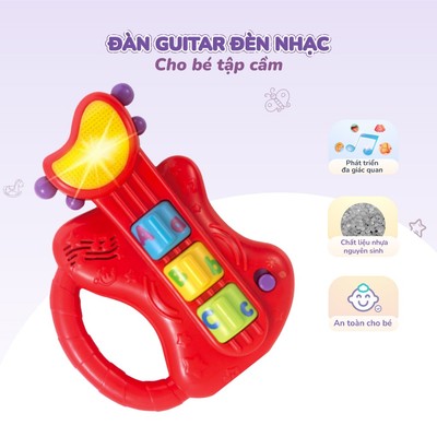Đồ chơi âm nhạc đàn guitar ghi ta đèn nhạc cho bé tập cầm Winfun từ 6 tới 24 tháng