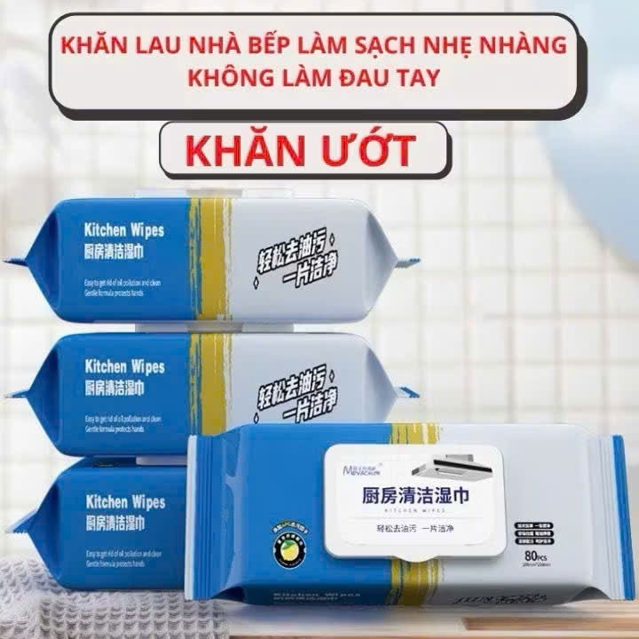 Thùng 10 Gói Khăn Ướt Lau Bếp Đa Năng Cao Cấp - Hương Chanh Thiên Nhiên Lau Sạch An Toàn Siêu Tiện Lợi