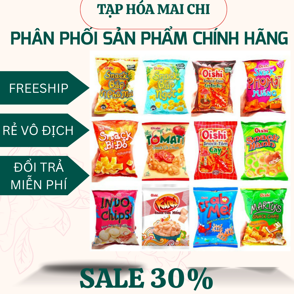 COMBO 10 GÓI Bim Bim Snack OiShi Có Nhiều Vị 32gr LOẠI 5K-HÀNG CHÍNH HÃNG