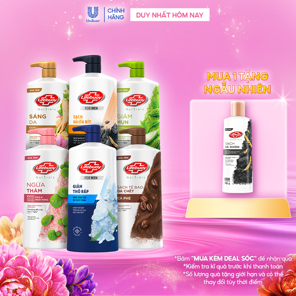 Sữa Tắm Lifebuoy 800gr Detox Và Sạch Sâu Khỏi Bụi Mịn Pm2.5 Detox 100% Từ Thiên Nhiên Diệt Khuẩn