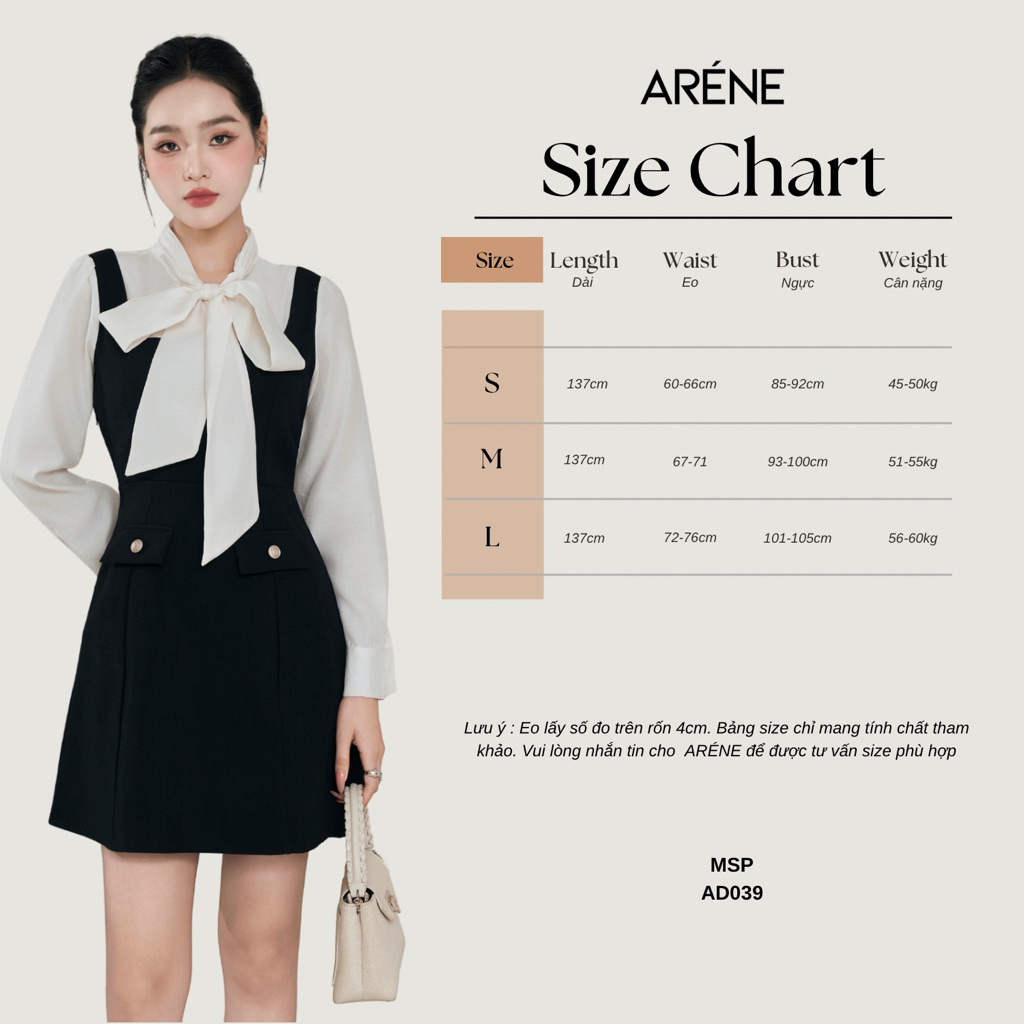 Váy phối sơmi cổ nơ tiểu thư ngọt ngào nữ tính ARÉNE AD039 | BigBuy360 - bigbuy360.vn