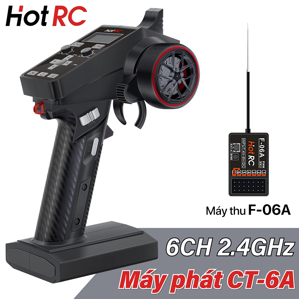 Hotrc CT-6A 4-9V 2.4GHz 6CH Bộ phát F-06A Bộ thu F06A cho RC Model Xe / Tàu / Bể (CT600 CT-600)