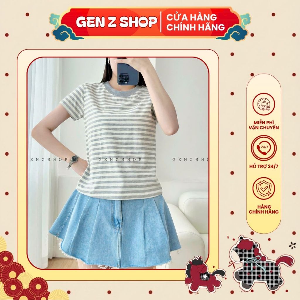 Áo Thun Sọc Ngang Form Babytee  Màu Trung Tính Áo Form Vừa  BBT26 | BigBuy360 - bigbuy360.vn